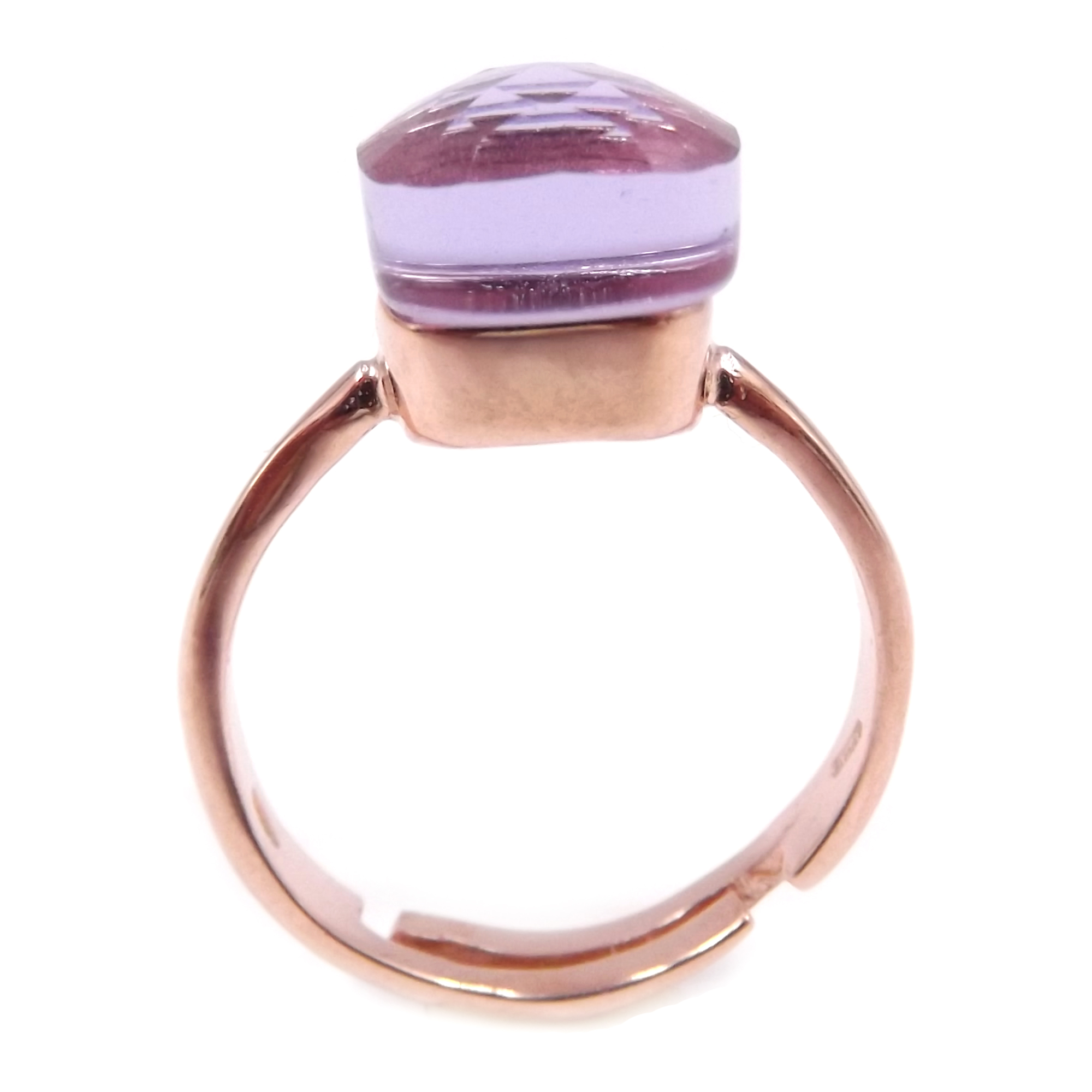 Anello in argento 925 placcato oro rosa da donna con Tanzanite misura regolabile